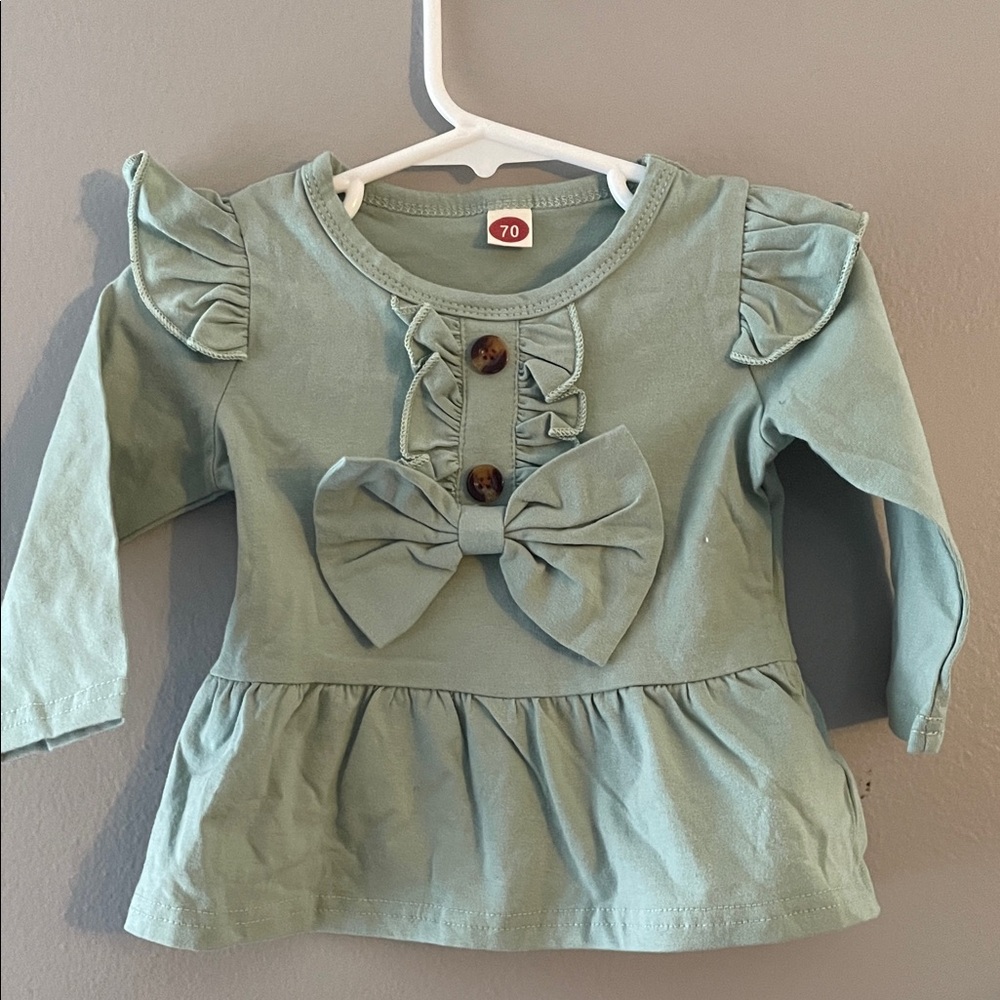 Baby Ruffle Sleeve Top - Sage Green